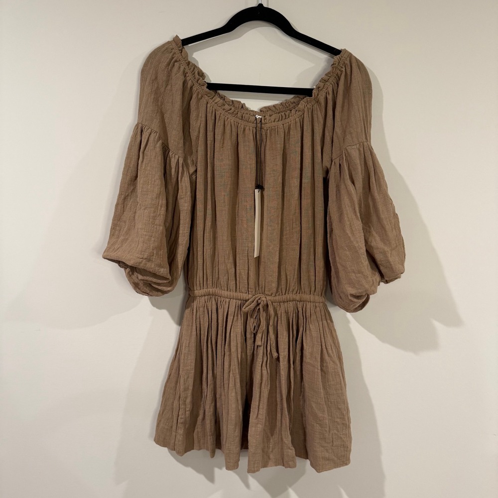 Mustard Seed Brown Off-Shoulder Mini Dress